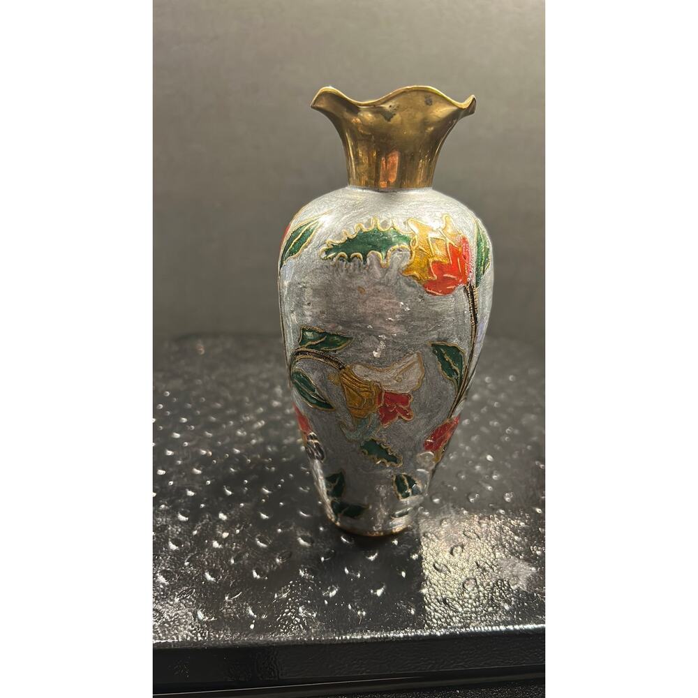 MCM cloisonne bud vase - Picture 3 of 5